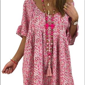 Summer Dress Short Sleeve A-Line Casual Dress